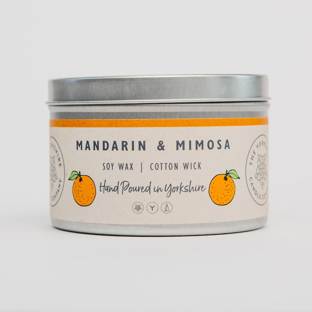 The Foalyard Mandarin Mimosa Scented Large Tin Candle