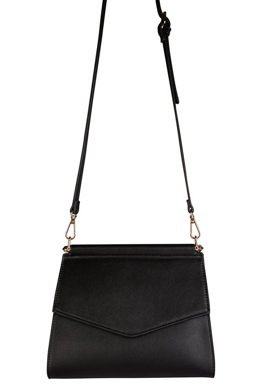 Thea Black Double Flap Crossbody Bag