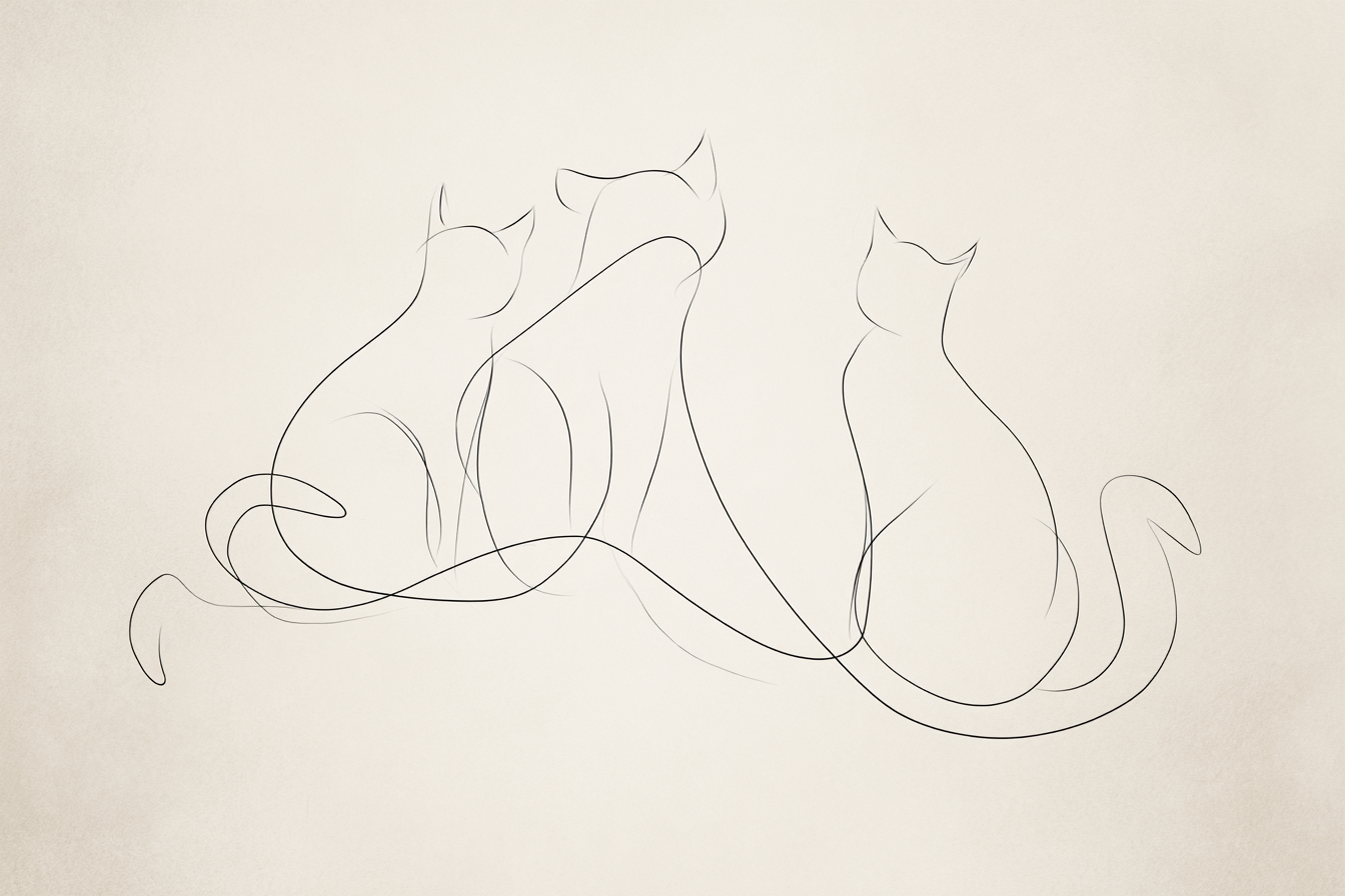 Three Cats Wave Canvas