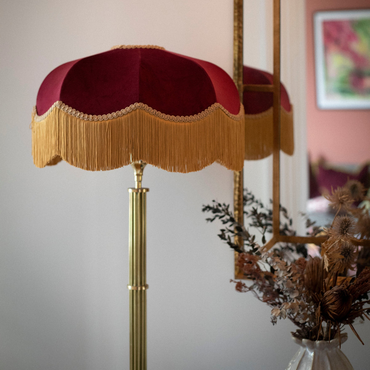 The Burgundy Fringed Lampshade