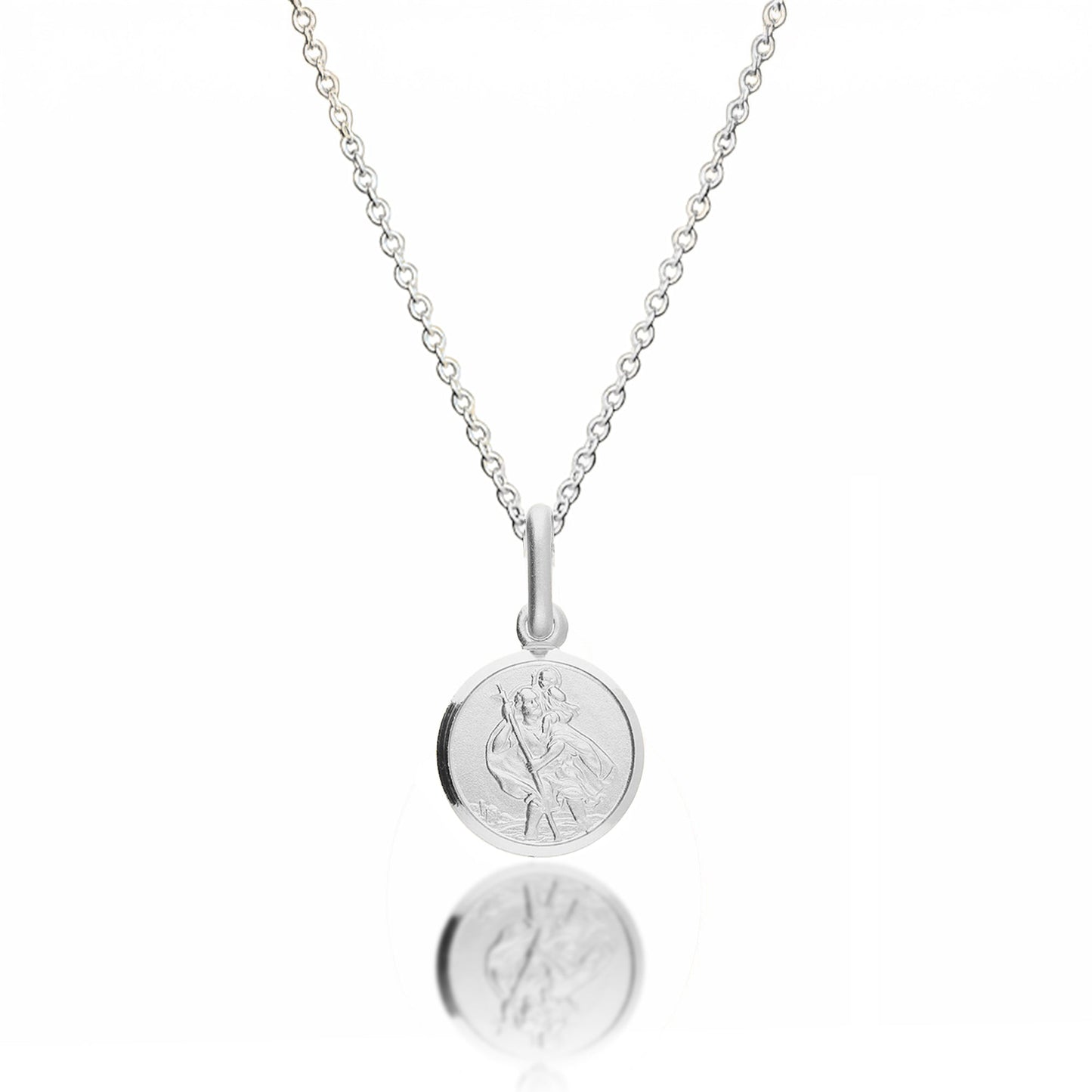 Classic Tiny St Christopher Necklace Sterling Silver 10mm