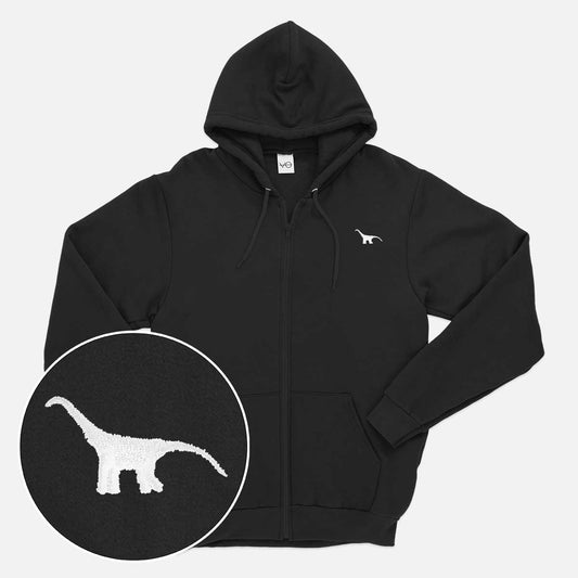 Tiny Embroidered Dino Zip Up Hoodie (Unisex)
