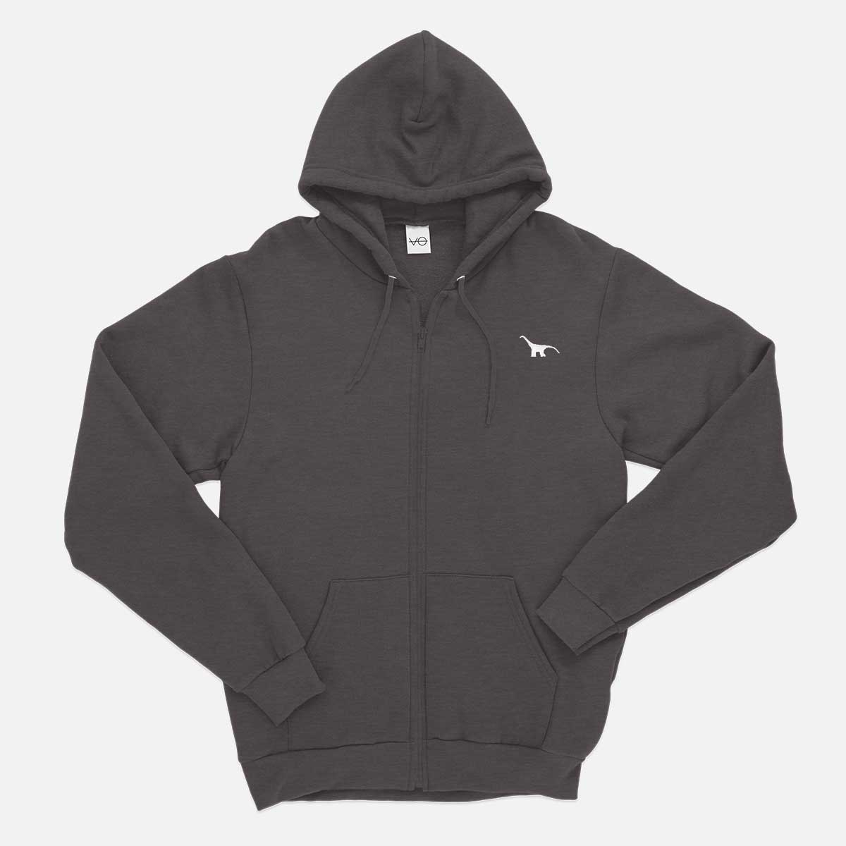 Tiny Embroidered Dino Zip Up Hoodie (Unisex)