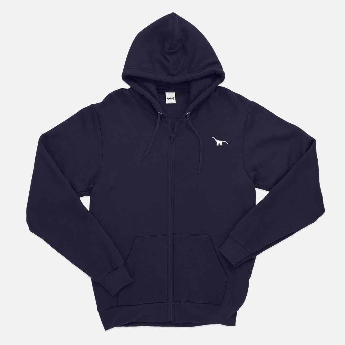 Tiny Embroidered Dino Zip Up Hoodie (Unisex)