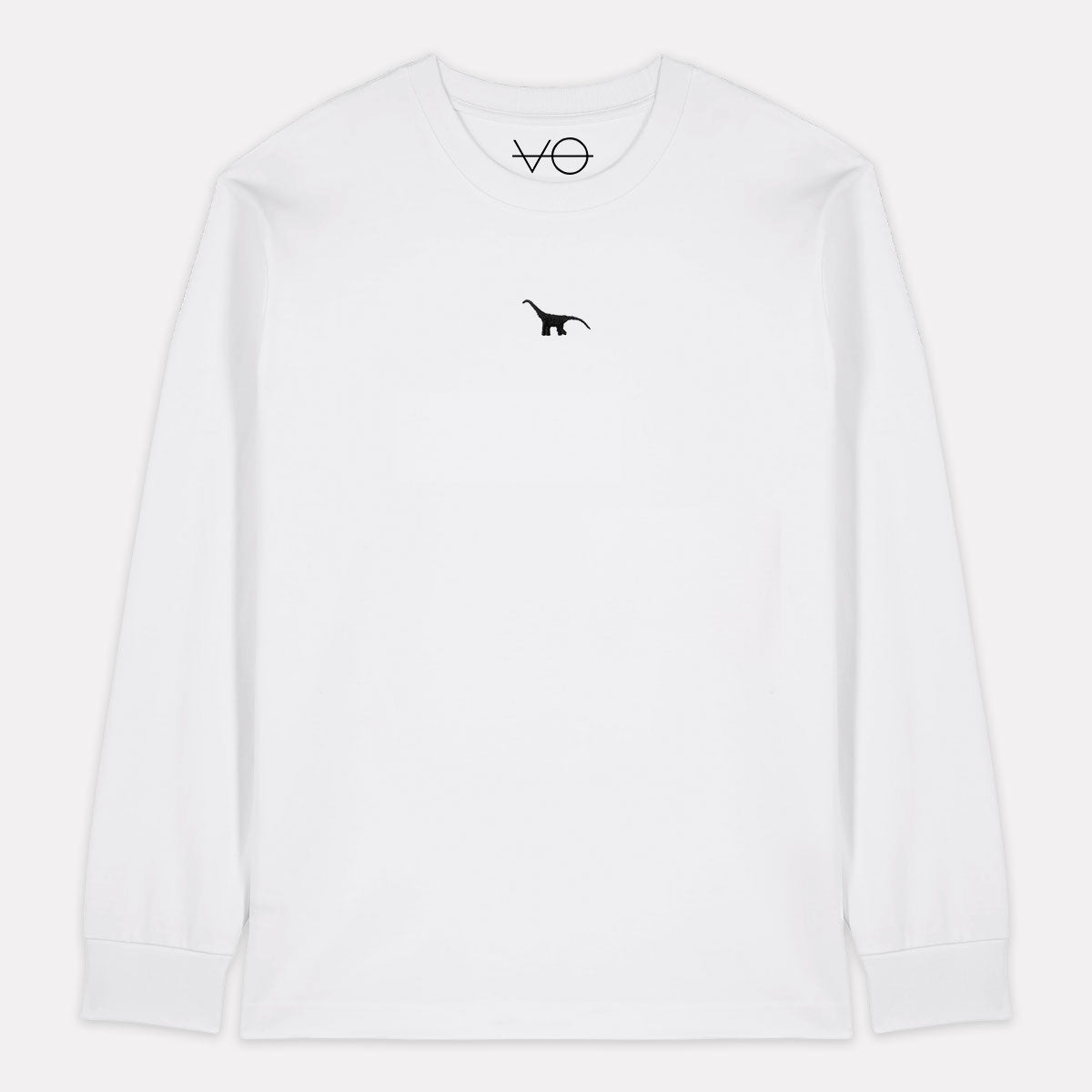 Tiny Embroidered Dino Long Sleeve T-Shirt (Unisex)