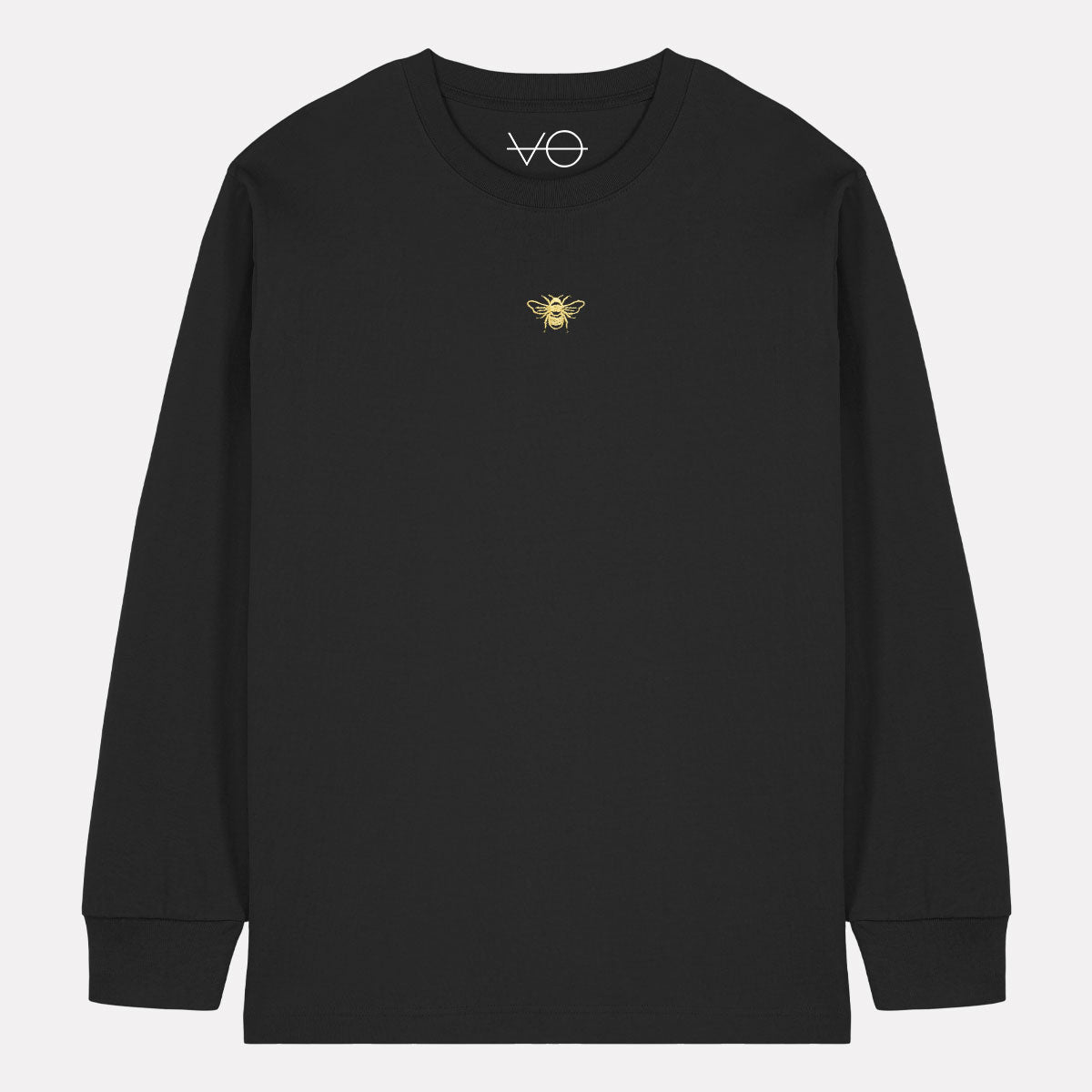 Tiny Embroidered Bumble Bee Long Sleeve T-Shirt (Unisex)