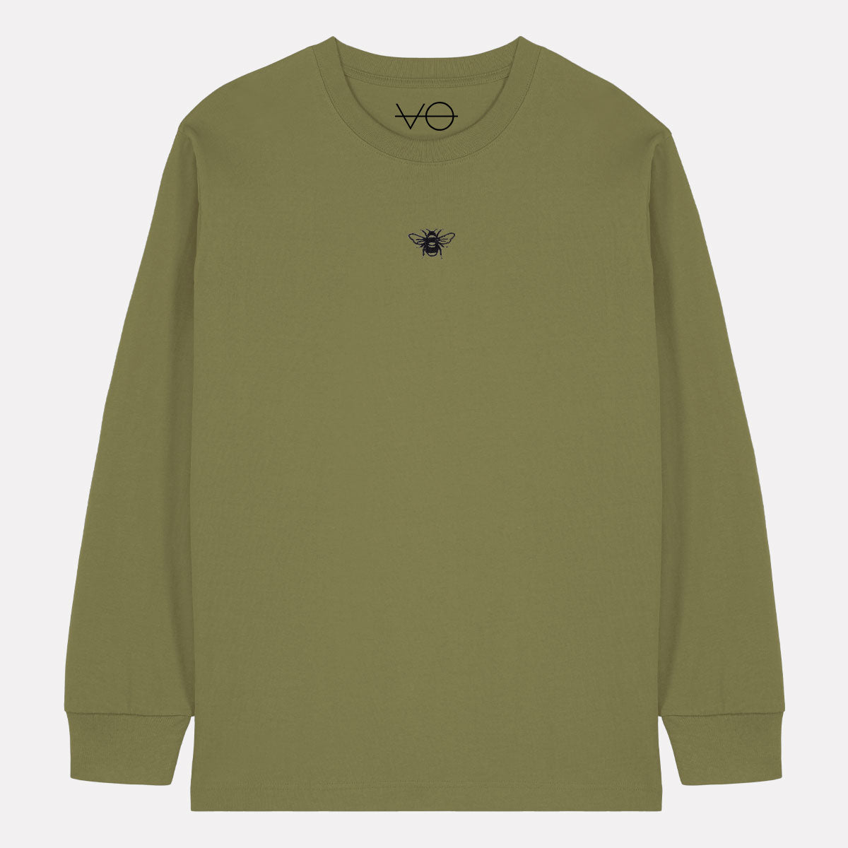Tiny Embroidered Bumble Bee Long Sleeve T-Shirt (Unisex)