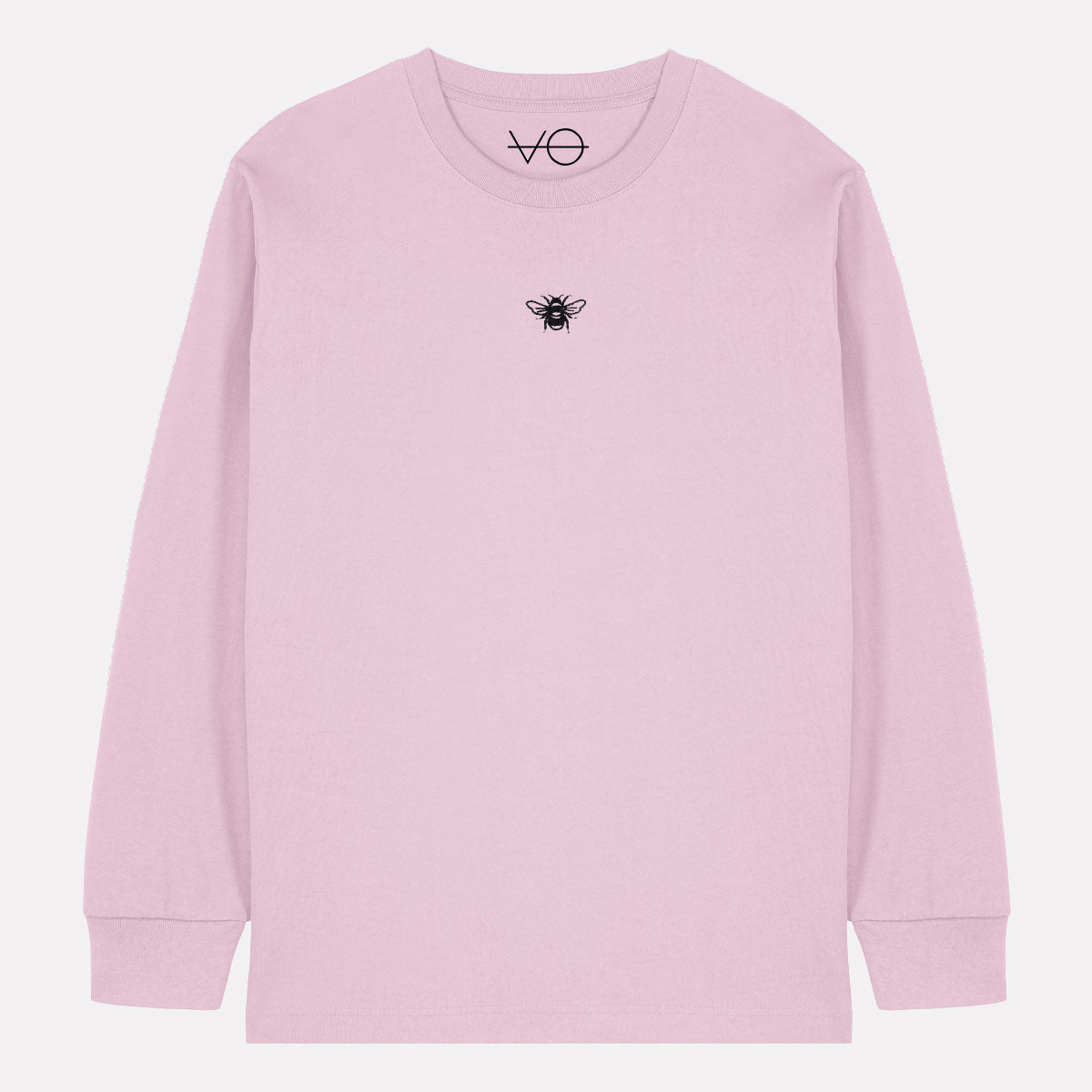 Tiny Embroidered Bumble Bee Long Sleeve T-Shirt (Unisex)