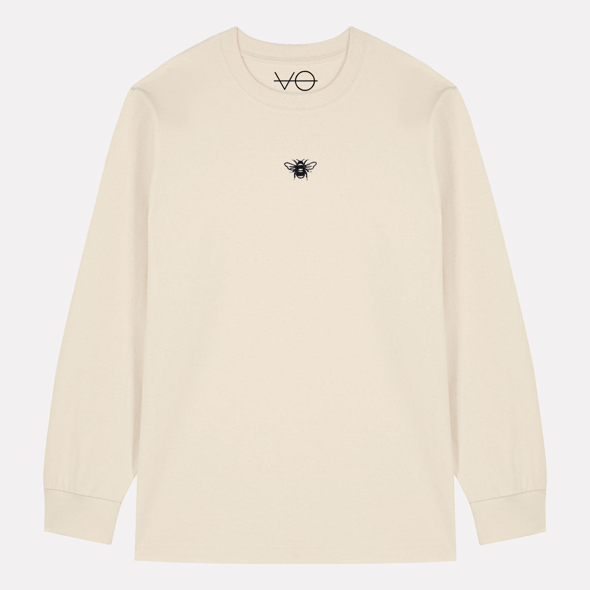Tiny Embroidered Bumble Bee Long Sleeve T-Shirt (Unisex)