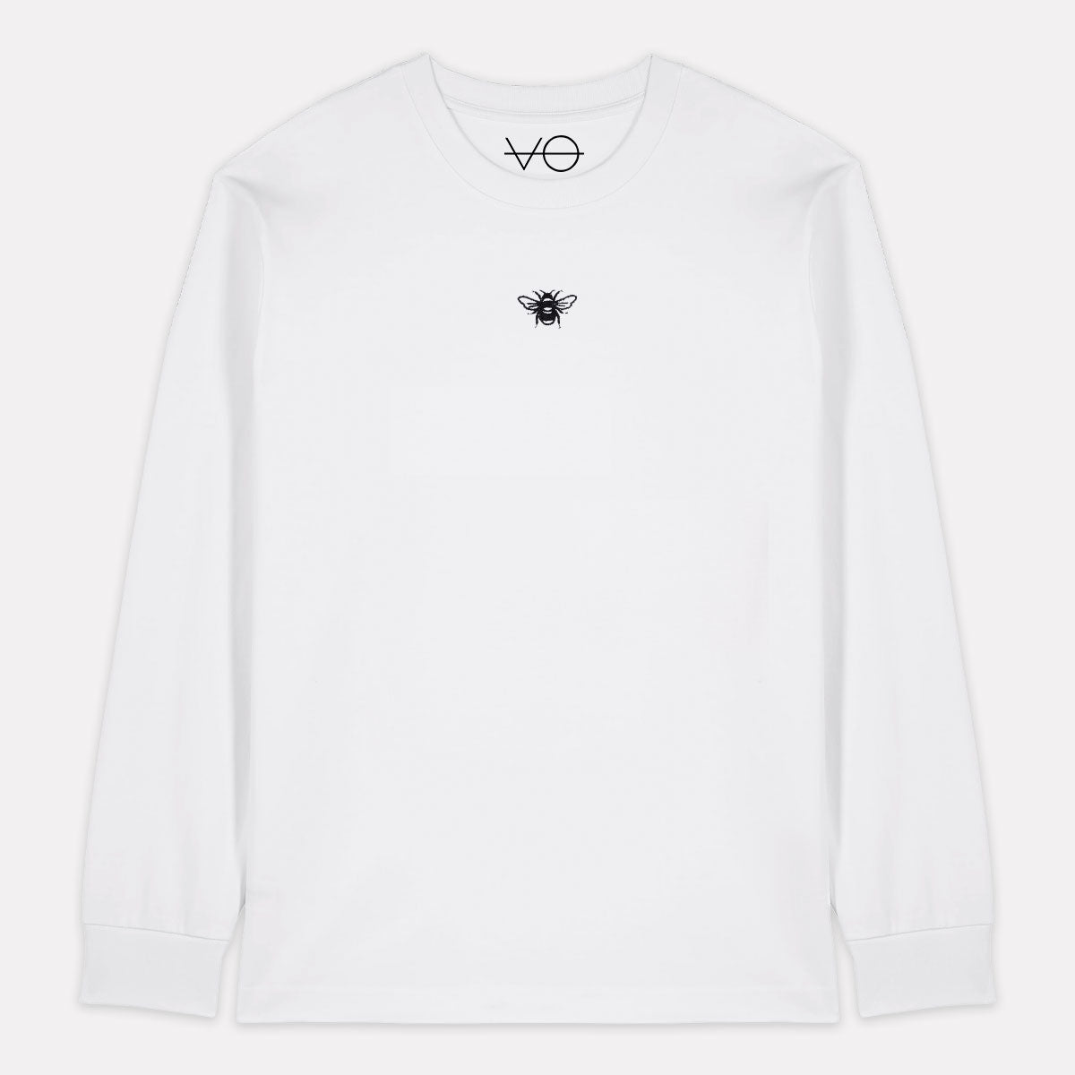 Tiny Embroidered Bumble Bee Long Sleeve T-Shirt (Unisex)