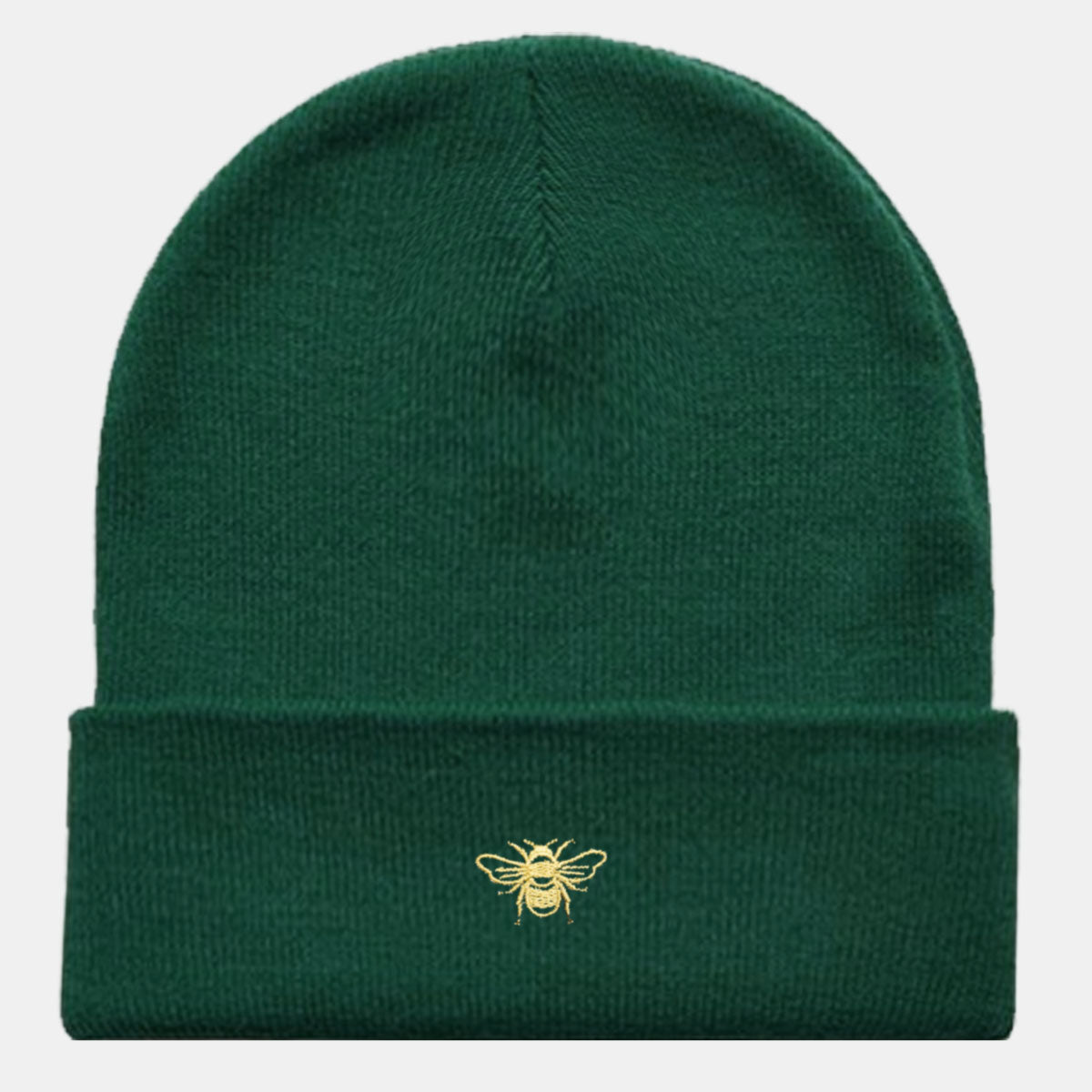 Tiny Embroidered Bumble Bee Vegan Cuffed Beanie