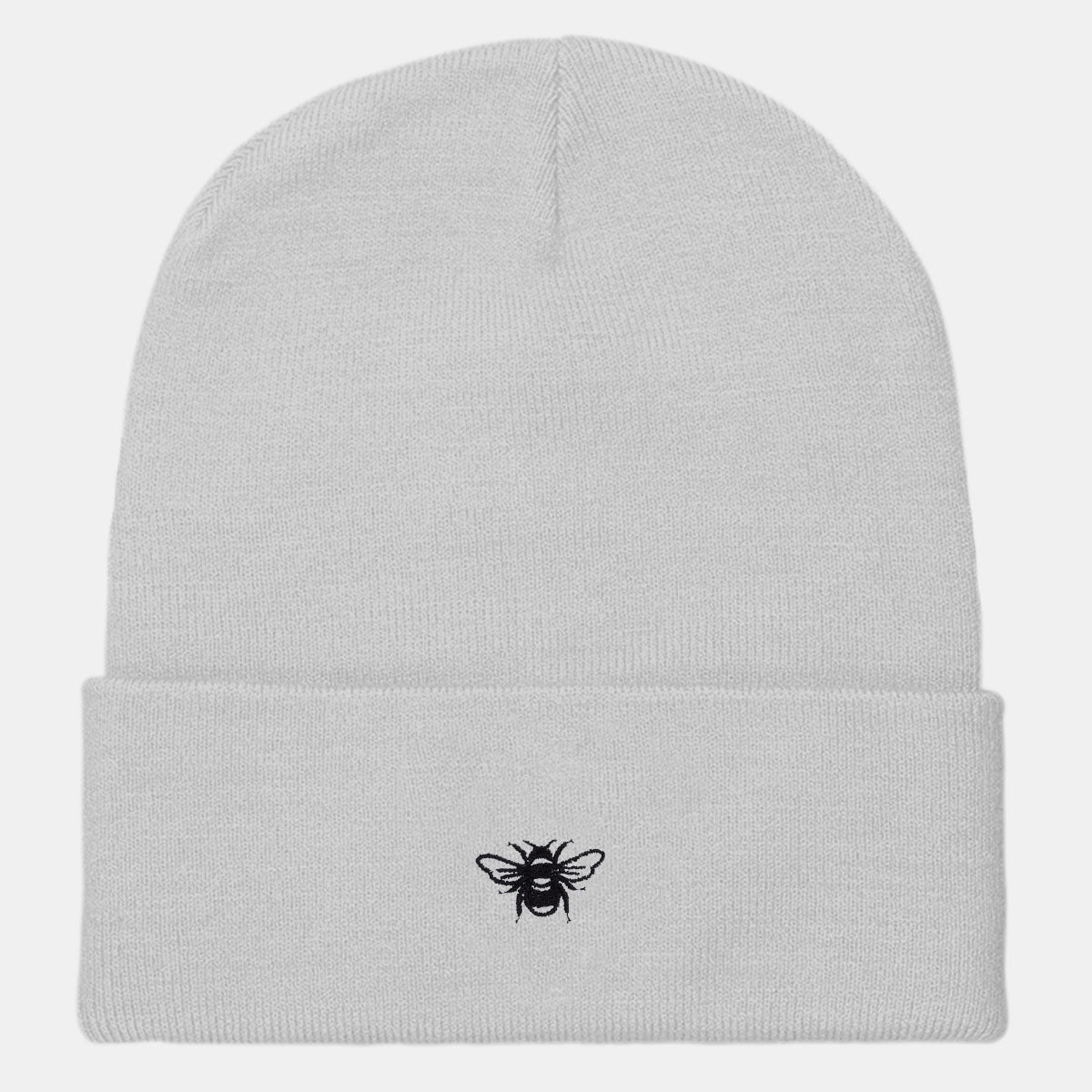 Tiny Embroidered Bumble Bee Vegan Cuffed Beanie