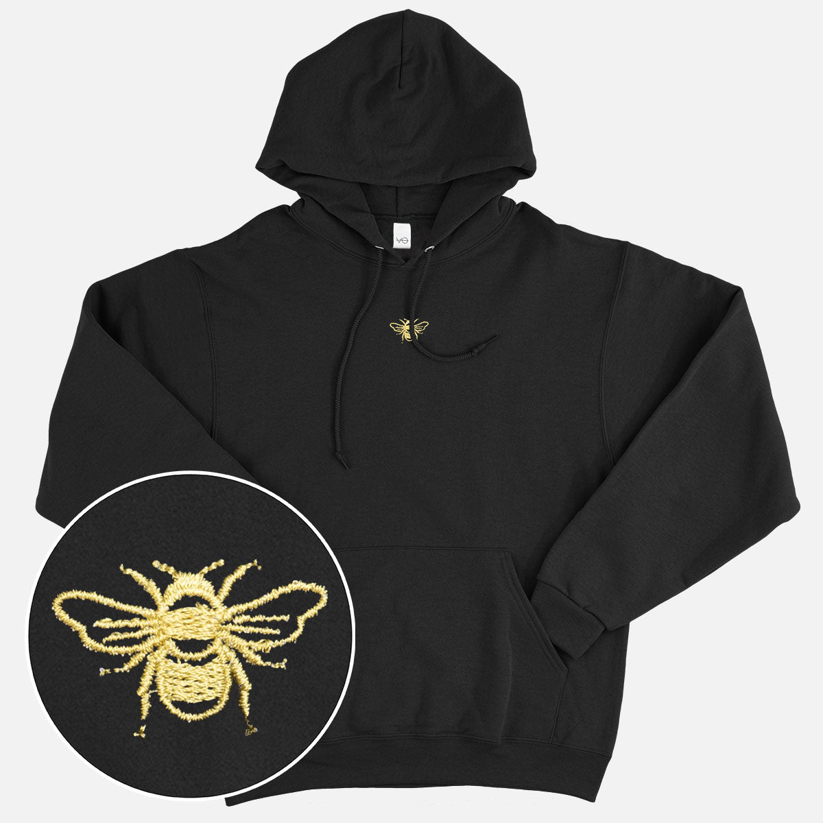Tiny Embroidered Bumble Bee Hoodie (Unisex)