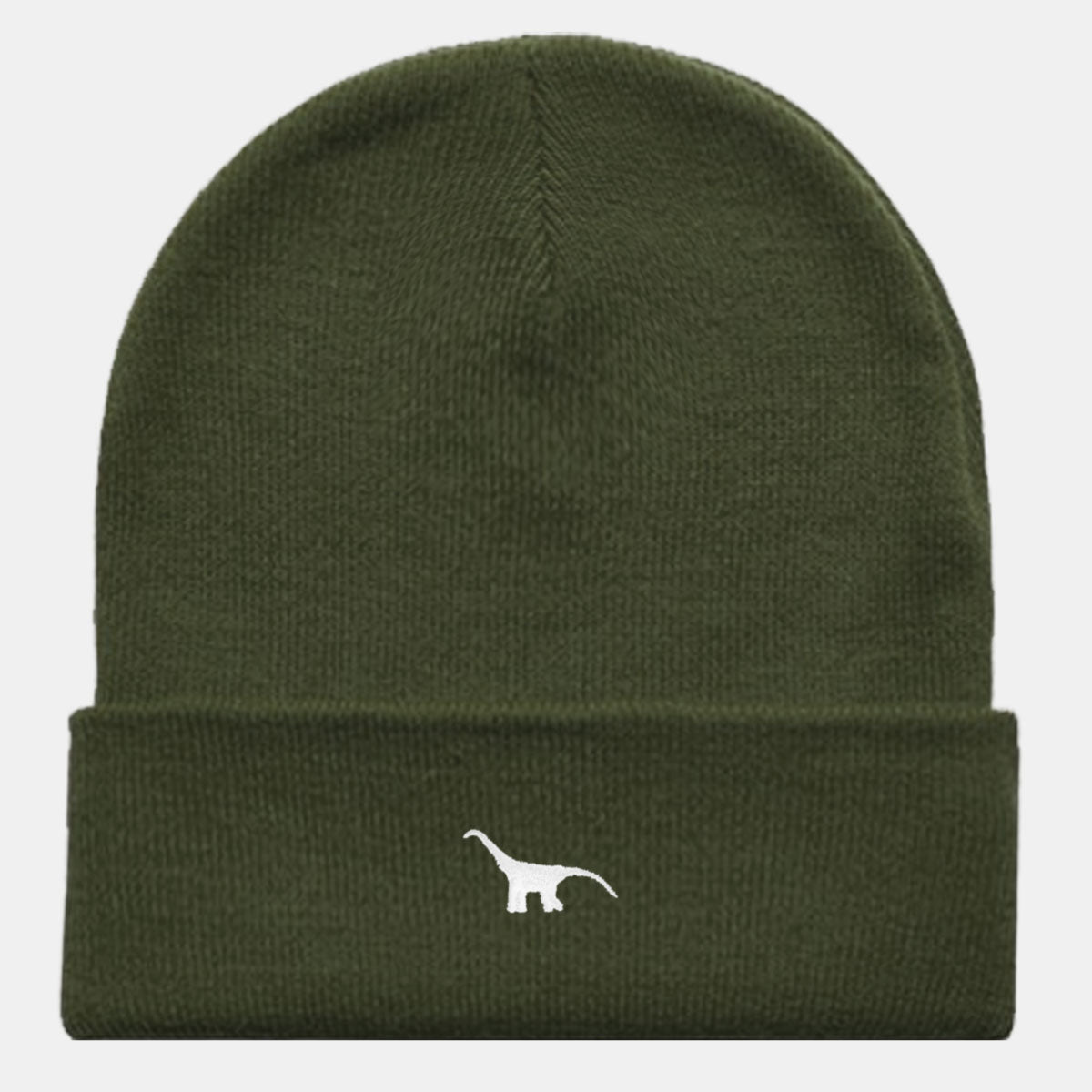 Tiny Embroidered Dino Vegan Cuffed Beanie