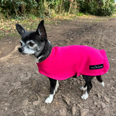 Tiny Toastie Water Repellent Fleece Dog Coat by My Chi and Me Hot Pink