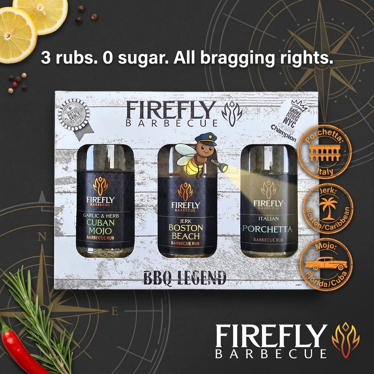 BBQ Legend  - 3 Herby BBQ Rubs Gift Pack