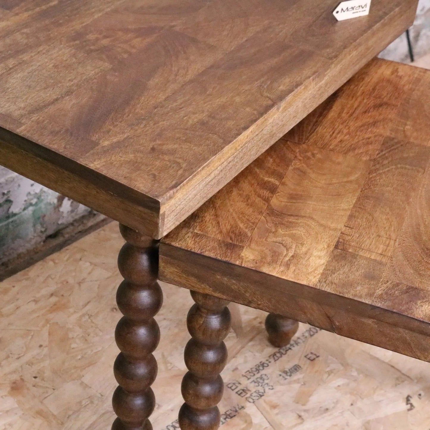 Tivani Wooden Side Table Set of 2 Bobbin Legs