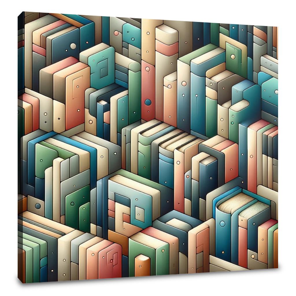 Abstract Bookshelf Canvas