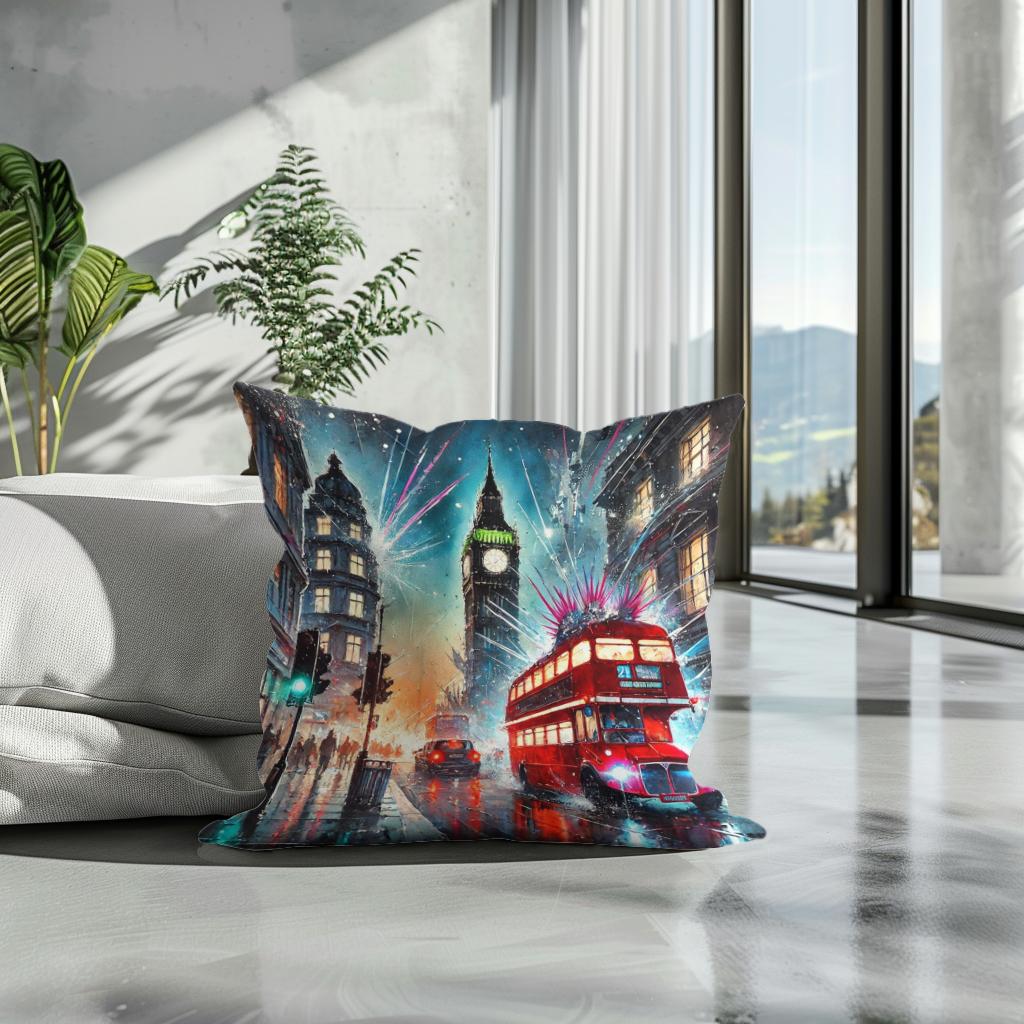 Neon Chaos London Cotton Cushion