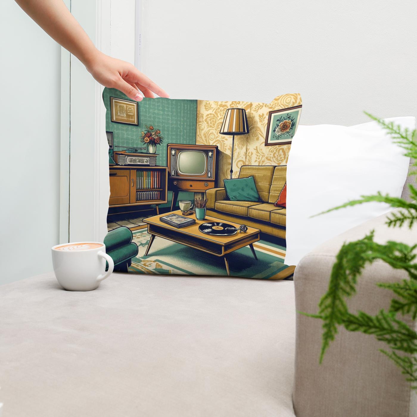 1950s Living Room Cotton Cushion