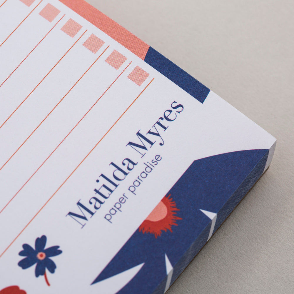 Matilda Myres | Slim List Pad with Magnetic Strip | Floral