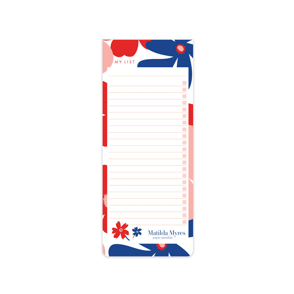 Matilda Myres | Slim List Pad with Magnetic Strip | Floral