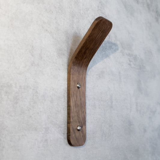 Walnut Wall Hooks Tordu | Curved Scandinavian Coat Hooks | Heavy Duty 7kg | UK Made