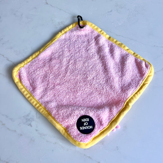 Mini Dog Towel + Clip, Pink & Yellow