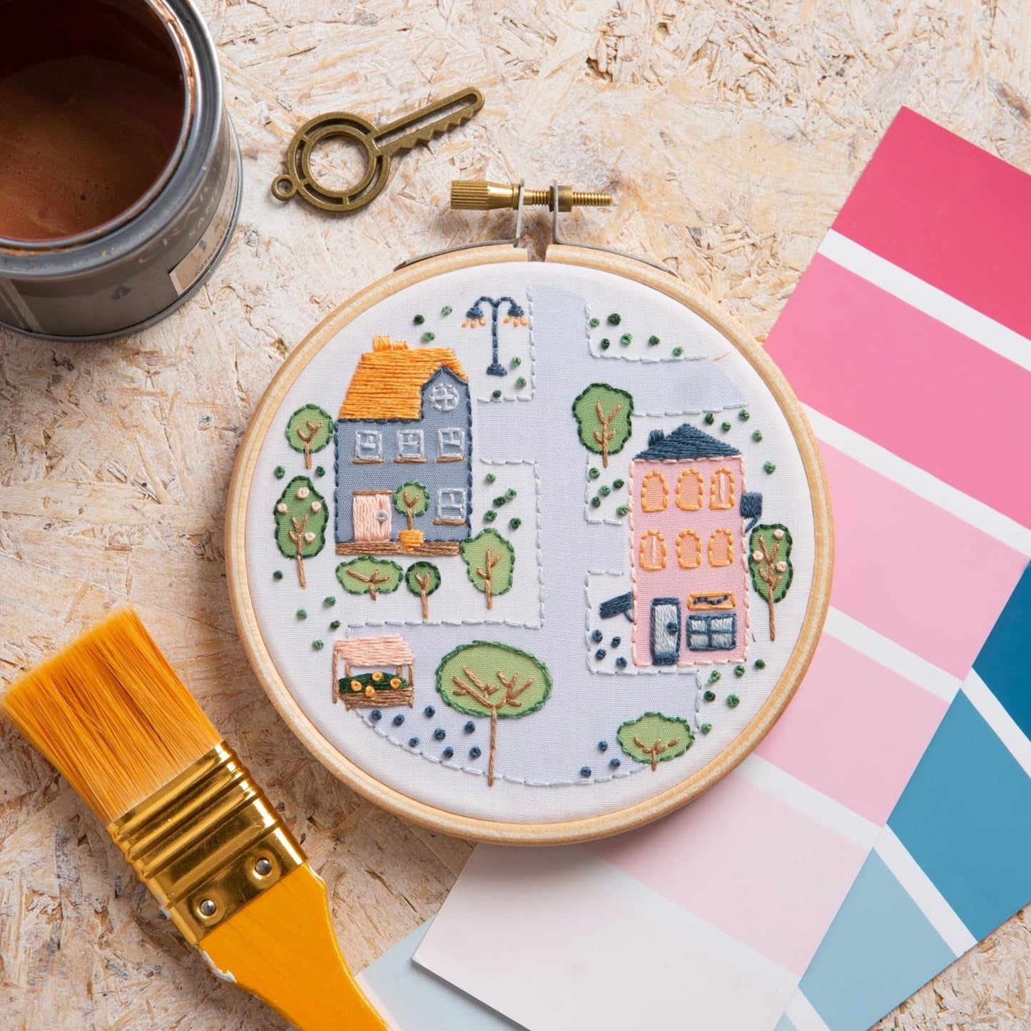 'Town Houses' Mini Embroidery Kit for Beginners