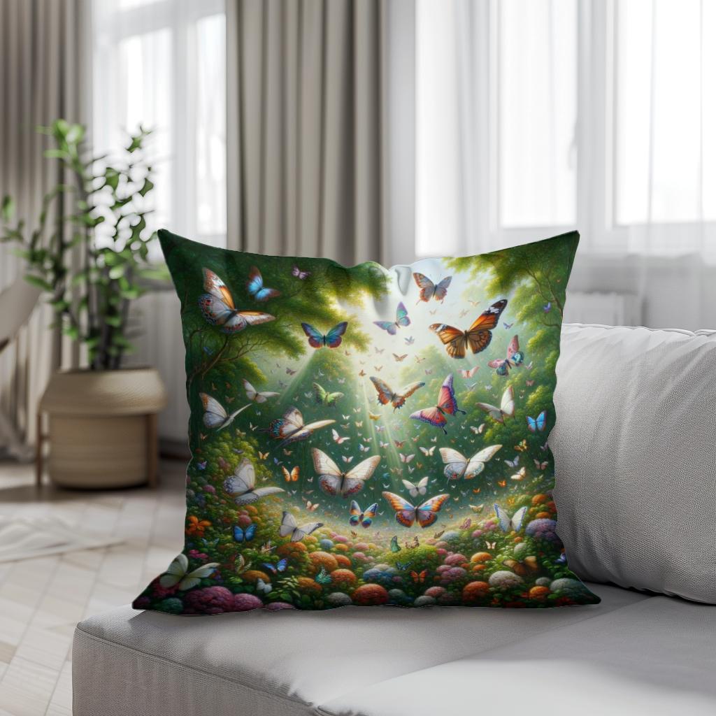 Butterfly Garden Dance Cotton Cushion