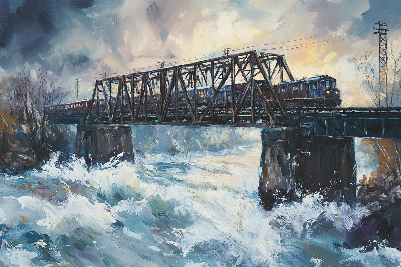 Train Over River Blanket