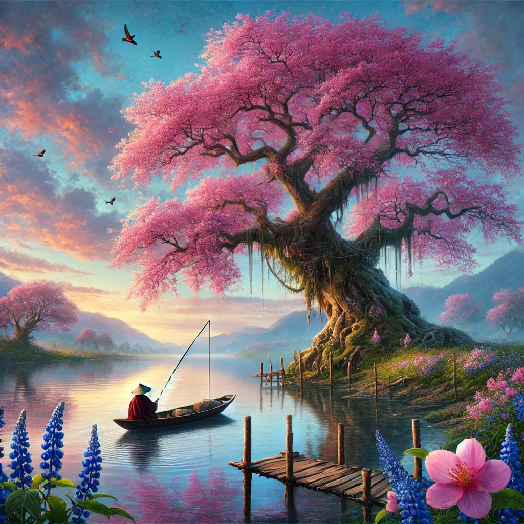Tranquil Blossom Lake Canvas