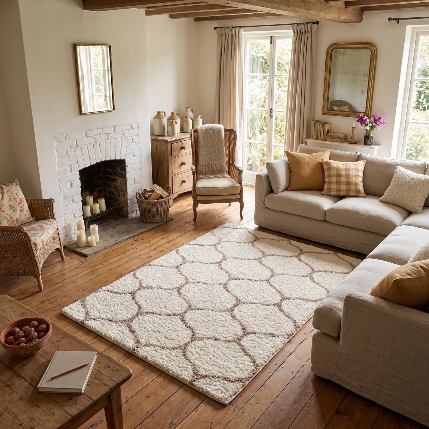 Moroccan Ivory Shaggy Rug | 630