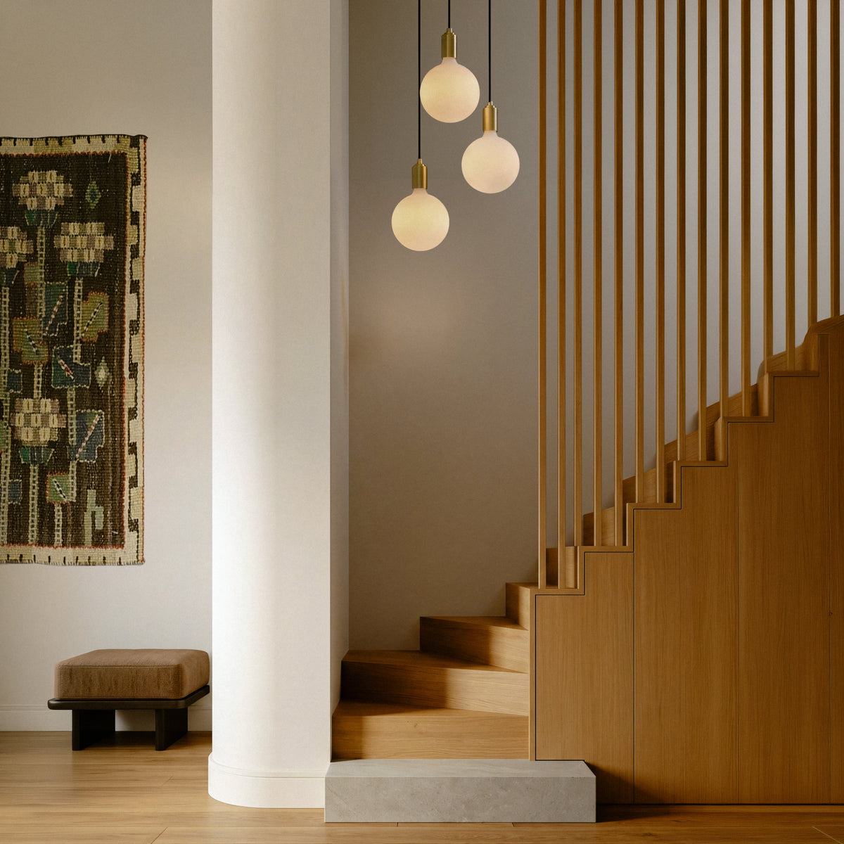 Triple Pendant in Brass + Sphere IV