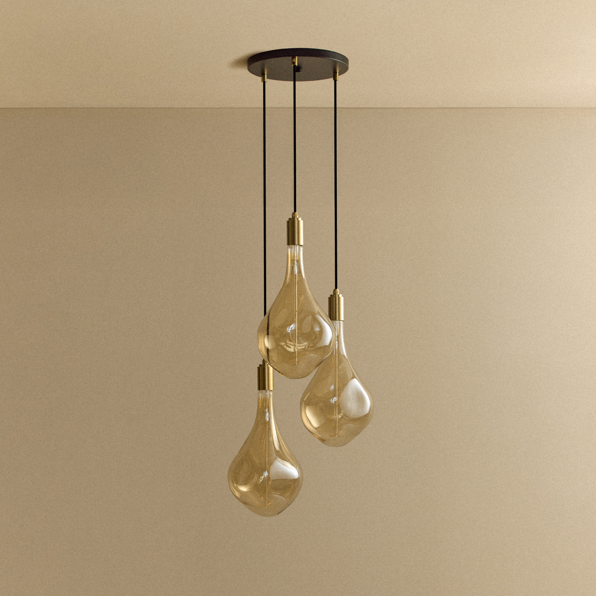 Triple Pendant in Brass + Voronoi III