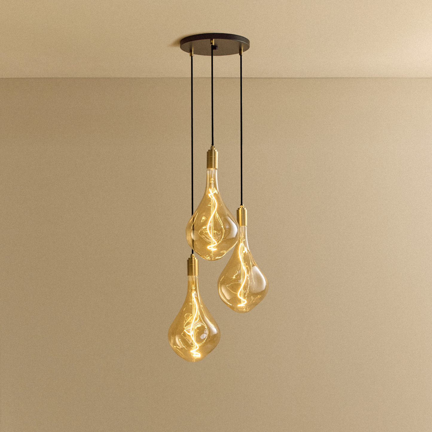 Triple Pendant in Brass + Voronoi III