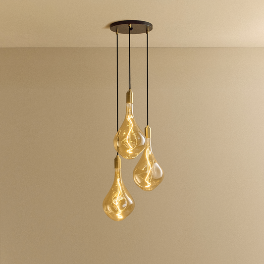 Triple Pendant in Brass + Voronoi III