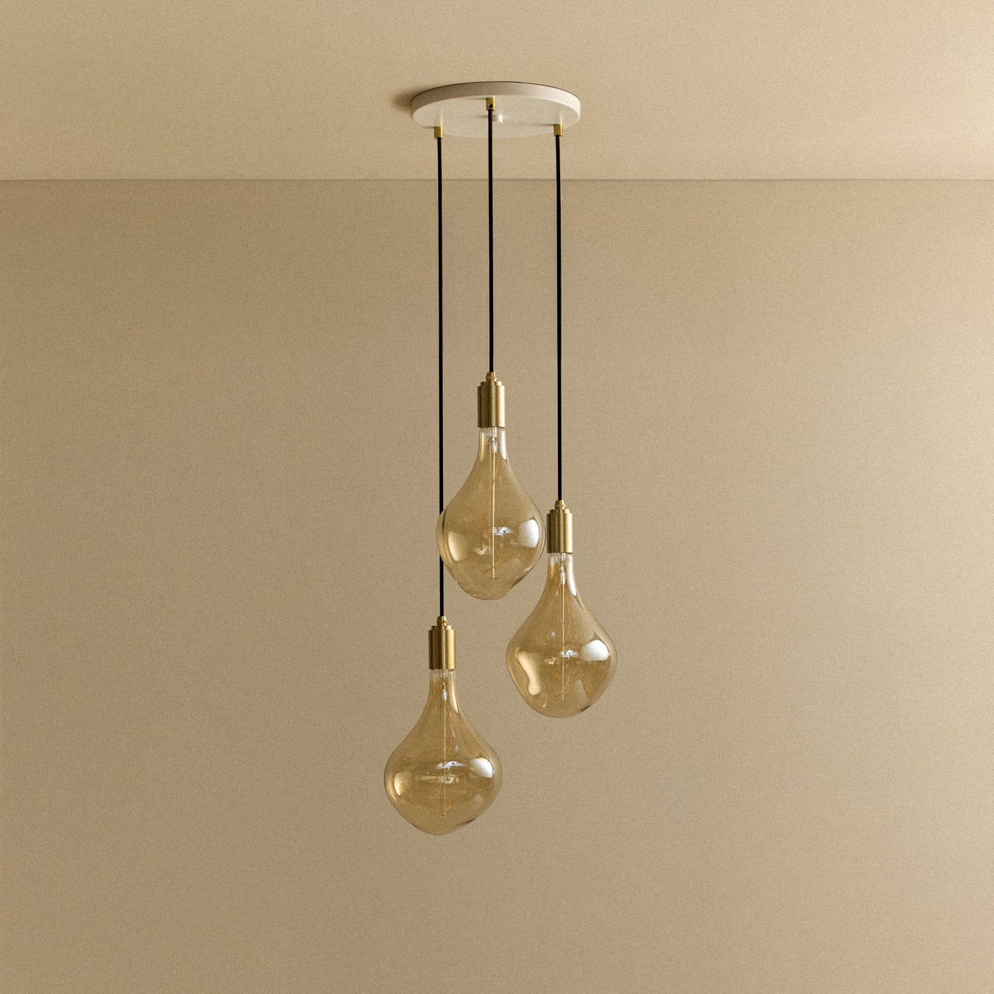 Triple Pendant in Brass + Voronoi II