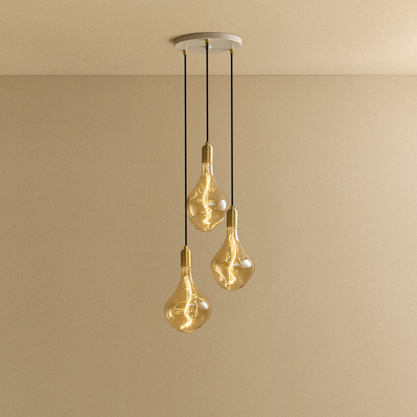 Triple Pendant in Brass + Voronoi II