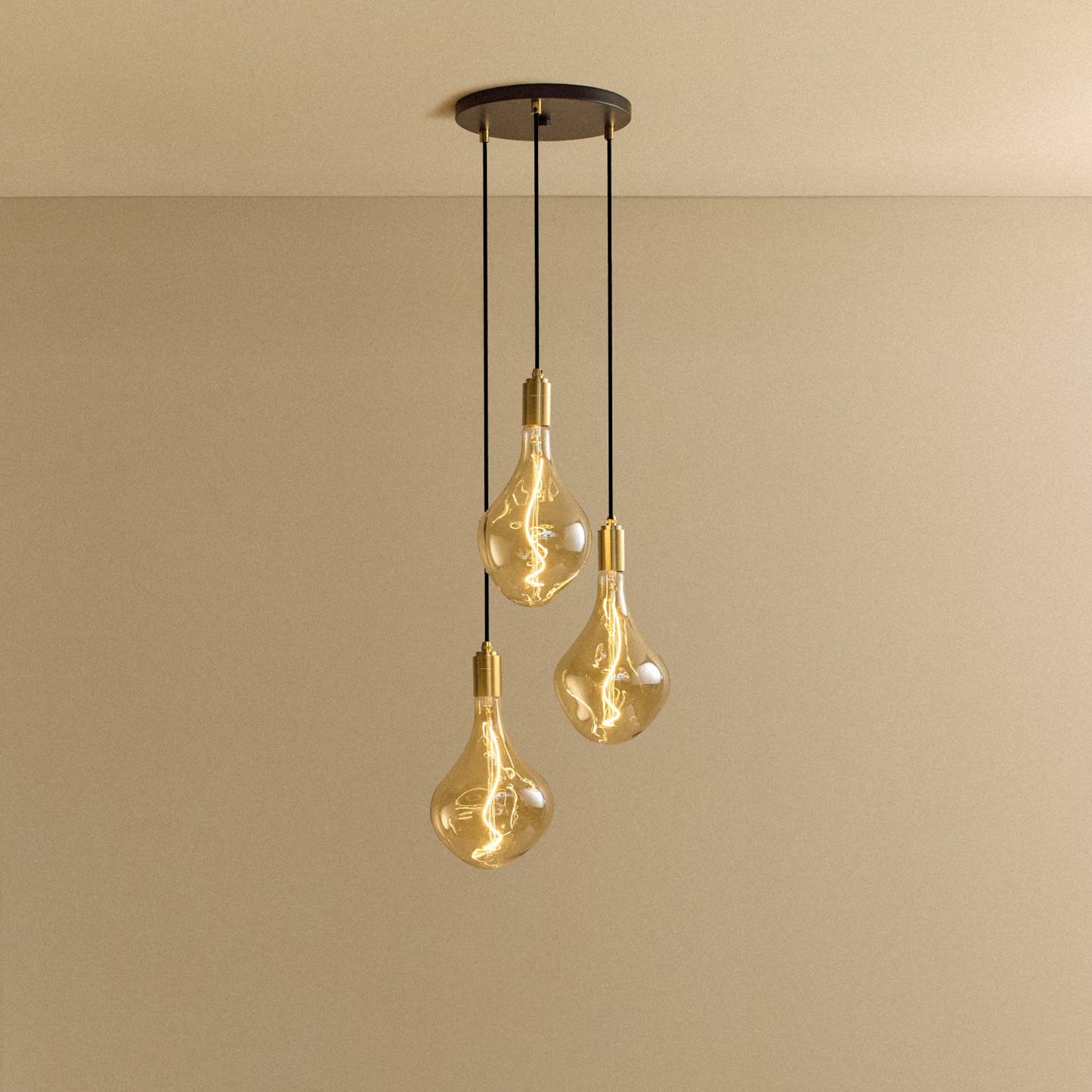Triple Pendant in Brass + Voronoi II