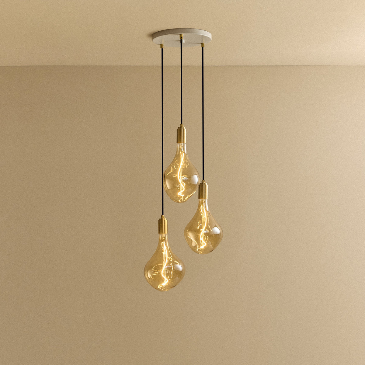 Triple Pendant in Brass + Voronoi II