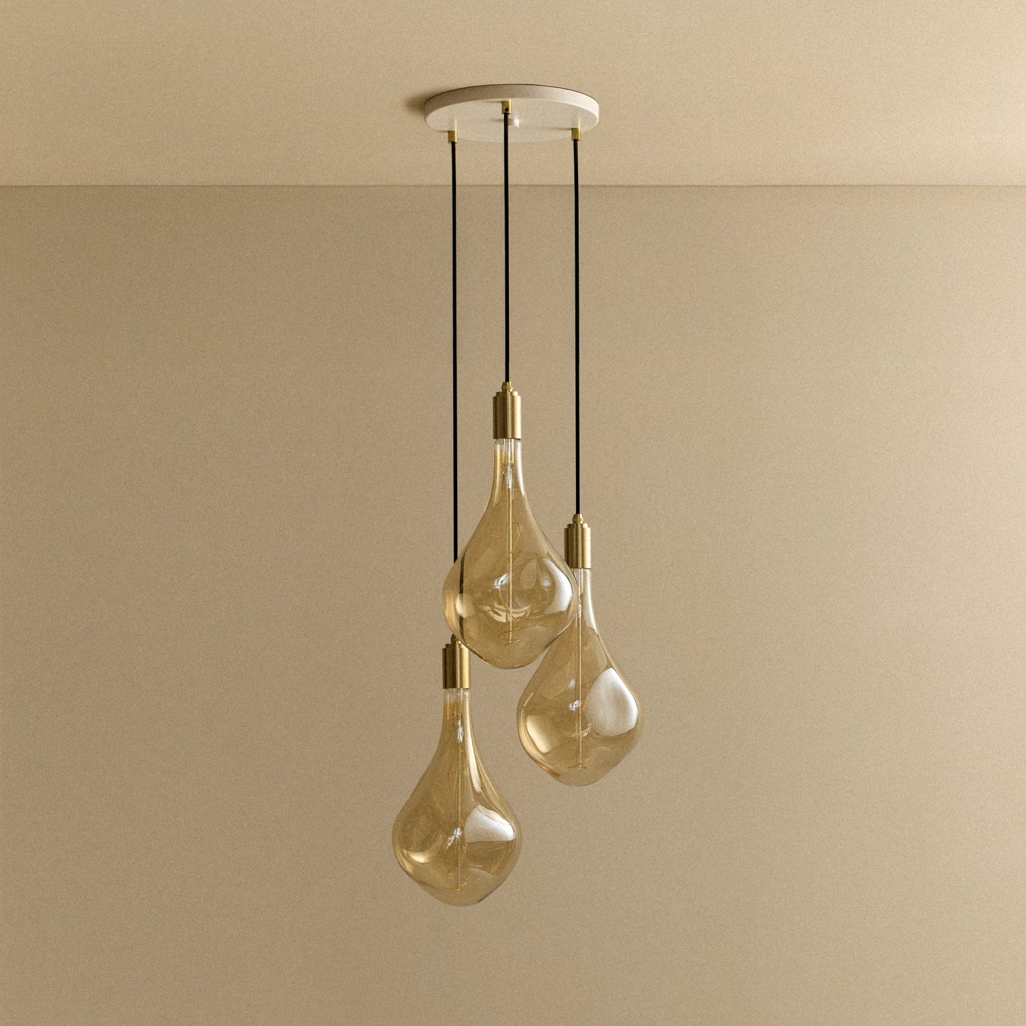 Triple Pendant in Brass + Voronoi III