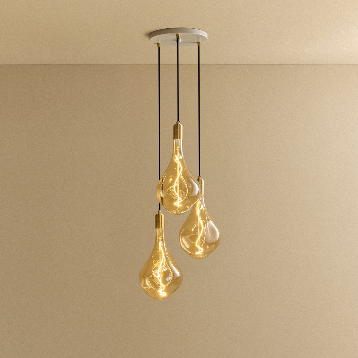 Triple Pendant in Brass + Voronoi III