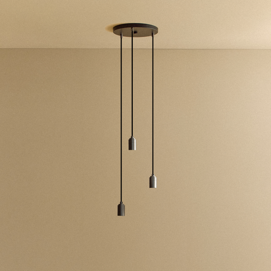 Triple Pendant in Graphite - Black Canopy