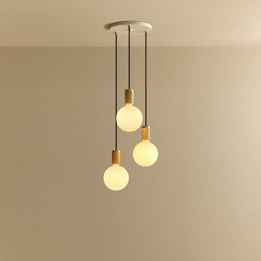 Triple Pendant in Oak + Sphere IV