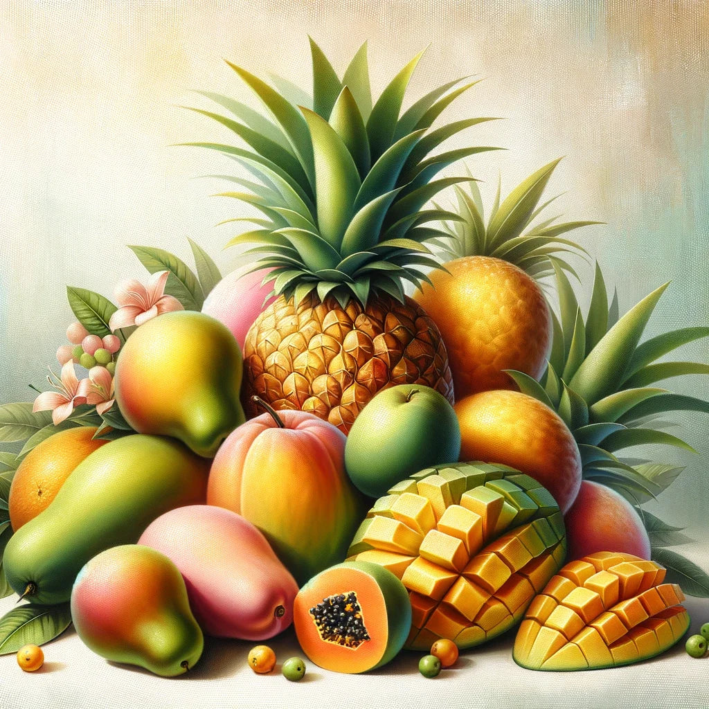 Tropical Fruit Serenade Cotton Cushion