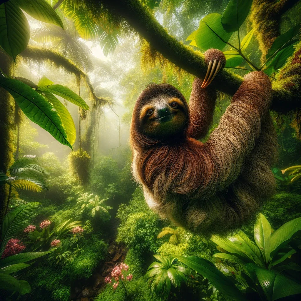Tropical Sloth Cotton Cushion