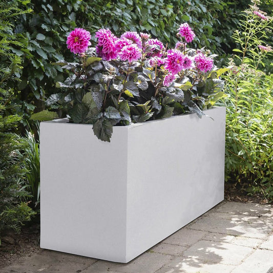 IDEALIST Lite Contemporary Trough Garden Planter, Light Concrete Outdoor Large Plant Pot H51.5 L100 W36 cm, 185L