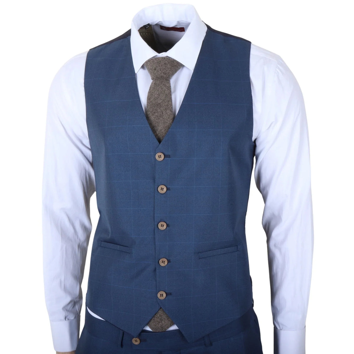 IM50 - Men's Blue Check 3 Piece Tailored Fit Suit
