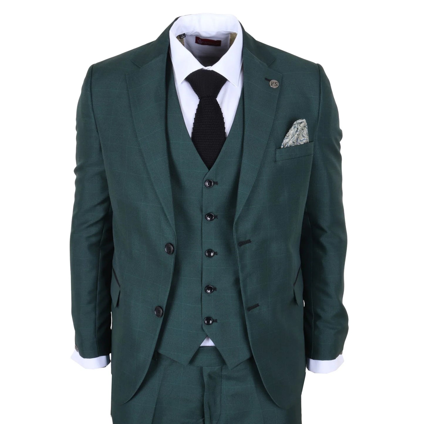 IM52 - Men's Green Check 3 Piece Tailored Fit Suit